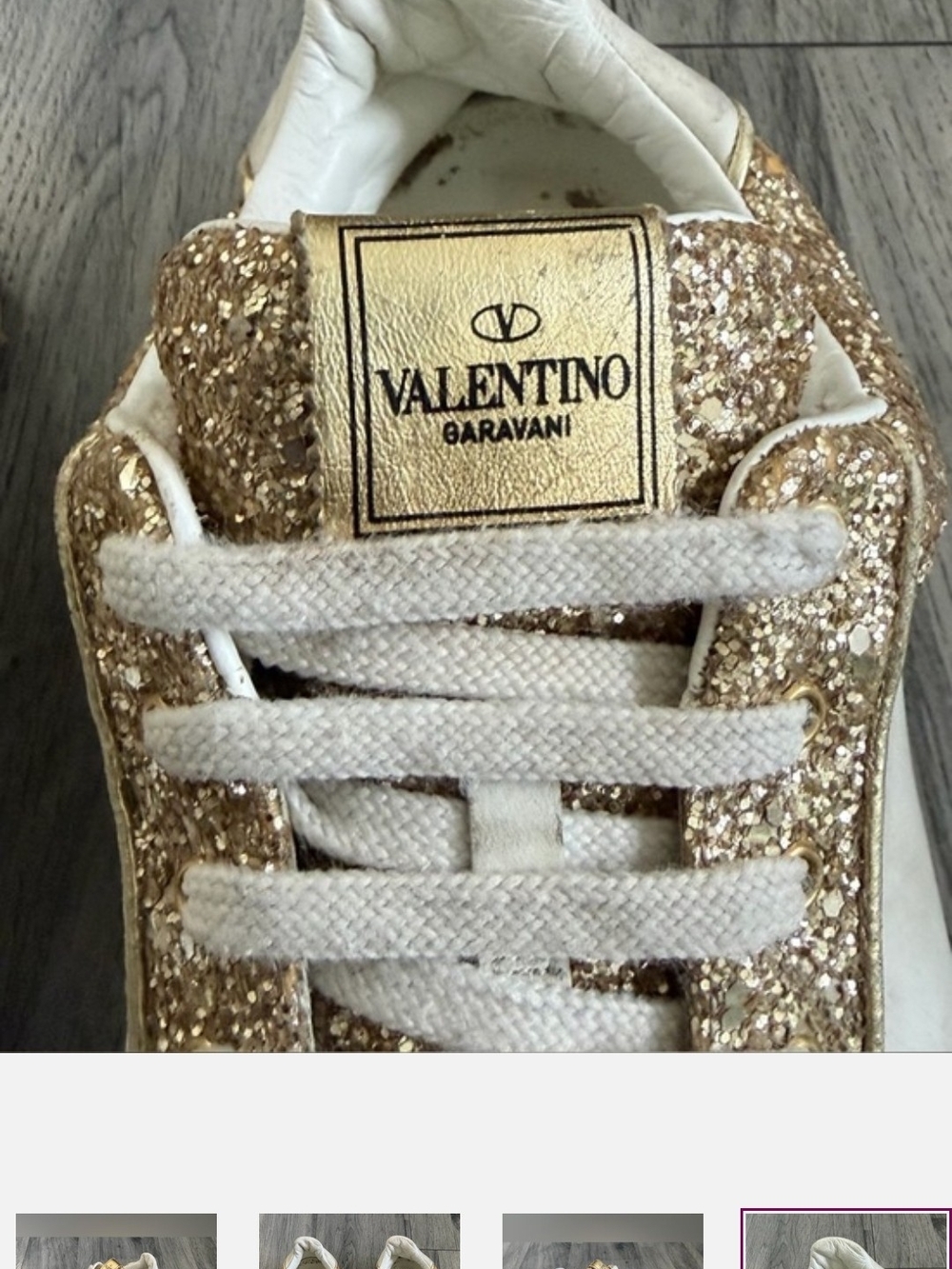 Valentino Garavani Glitter Low-Top Sneakers - Gold - Picture 6 of 11